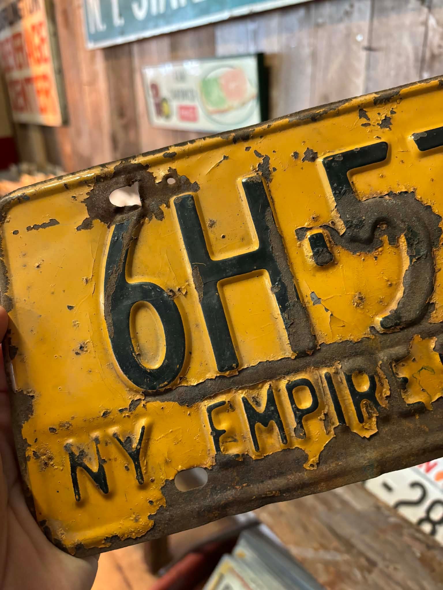 Plaque d’immatriculation US authentique – New York 1952 “6H-579”