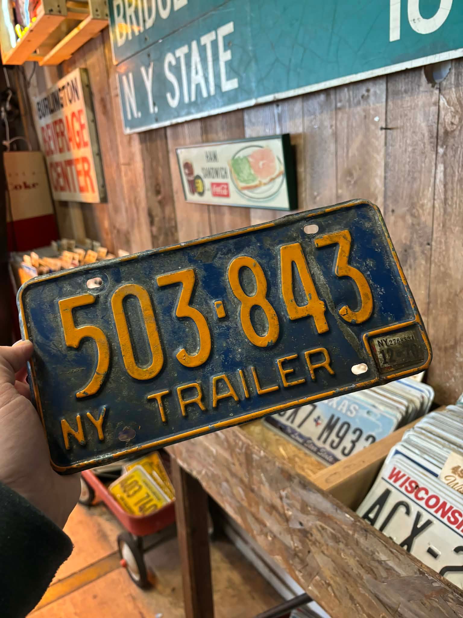 Plaque d’immatriculation US authentique – New York “503-843” – Trailer