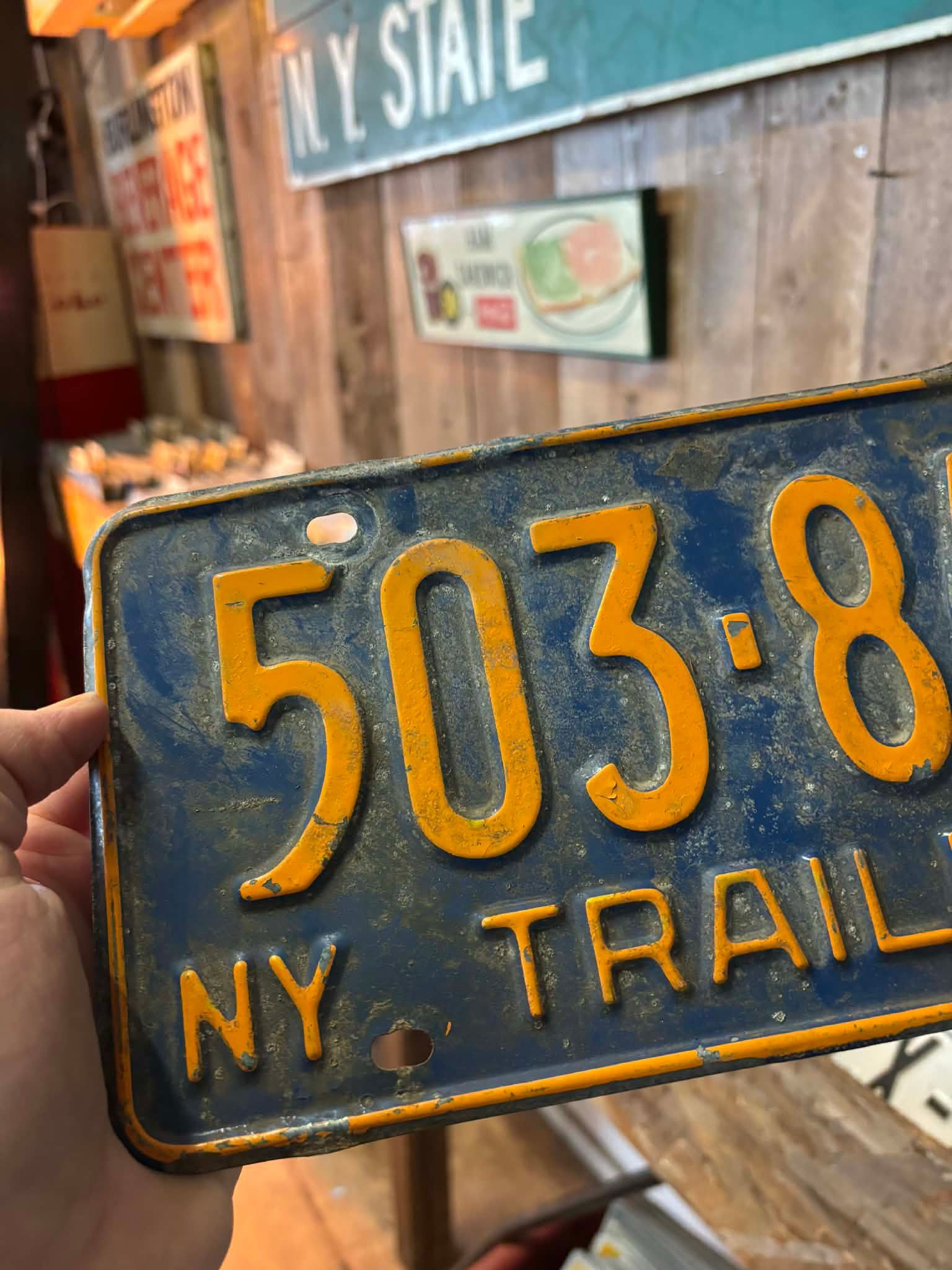Plaque d’immatriculation US authentique – New York “503-843” – Trailer
