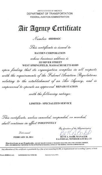 Air Agency Certificate