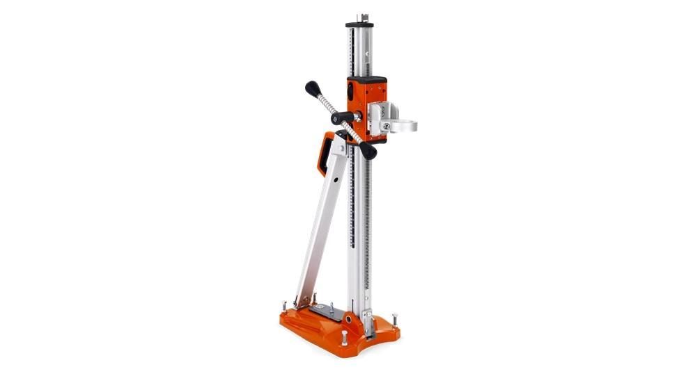 Orange and Silver Core Drill Stand, Vertical, With Lever and Handle  — Coastcut Concrete Cutting Pty Ltd in Corlette, NSW