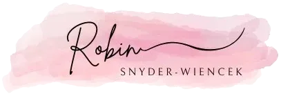Robin Snyder-Wiencek logo with script "Robin" on a pink watercolor stroke. Text "SNYDER.WIENCEK" below.