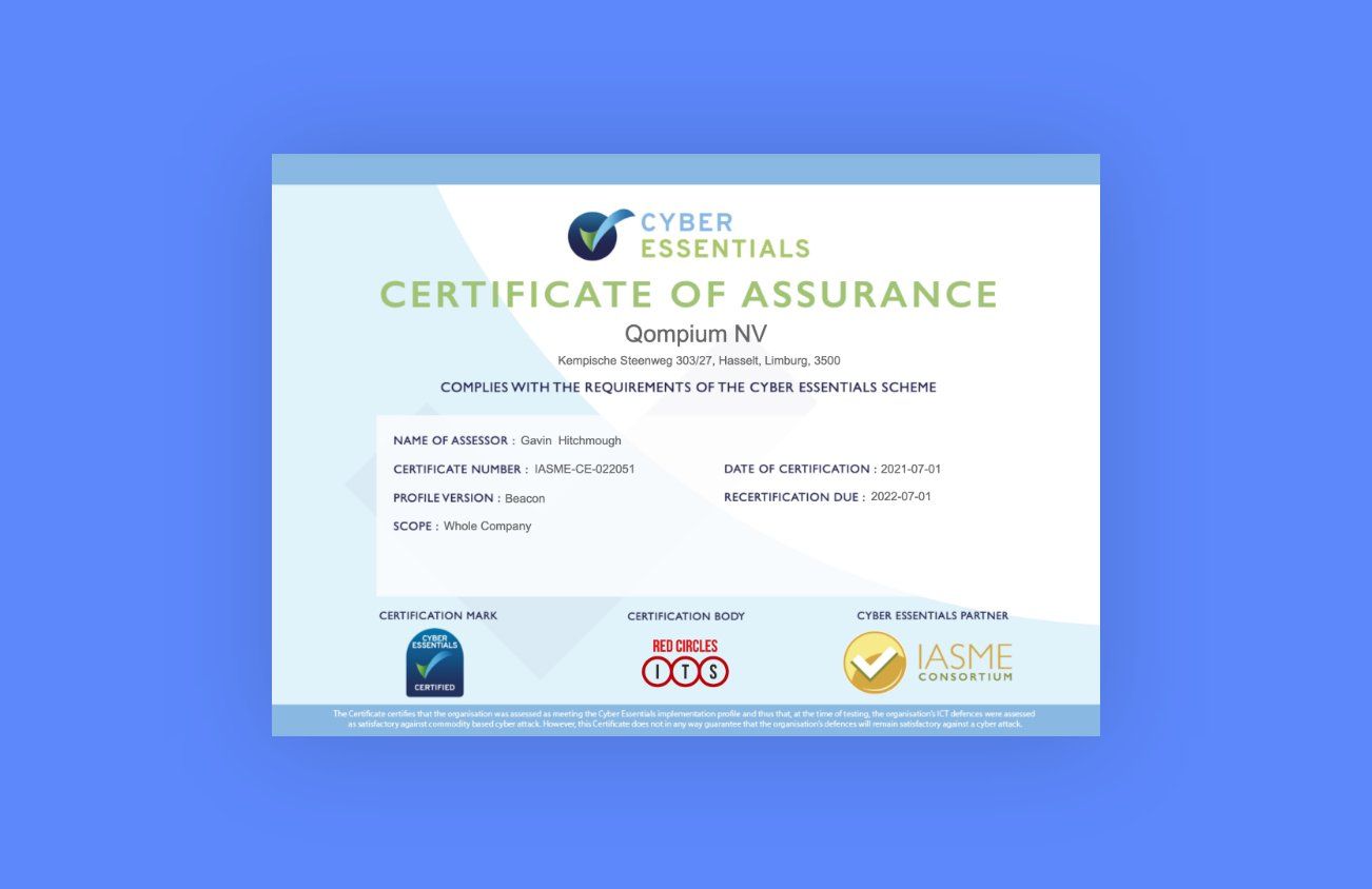 Certificate of Assurance Cyber Essentials NHS