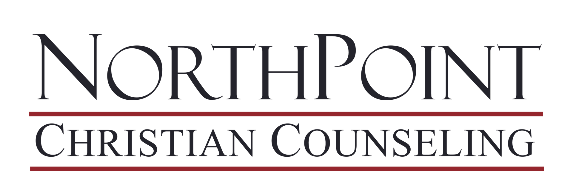 The logo for north point christian counseling is black and red.