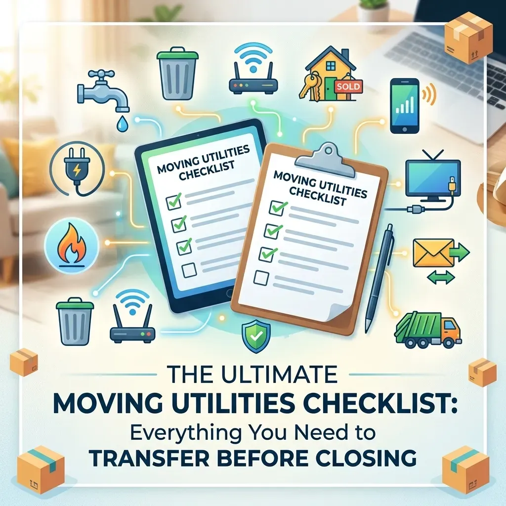 Comprehensive moving utilities checklist for homebuyers setting up electricity, water, and internet.