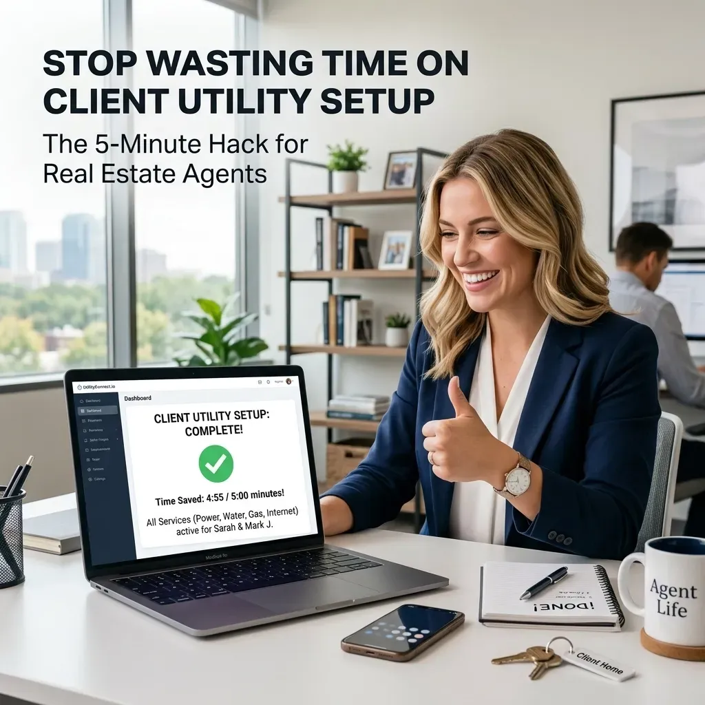 Real estate agent providing a premium utility concierge service experience to a new homeowner.