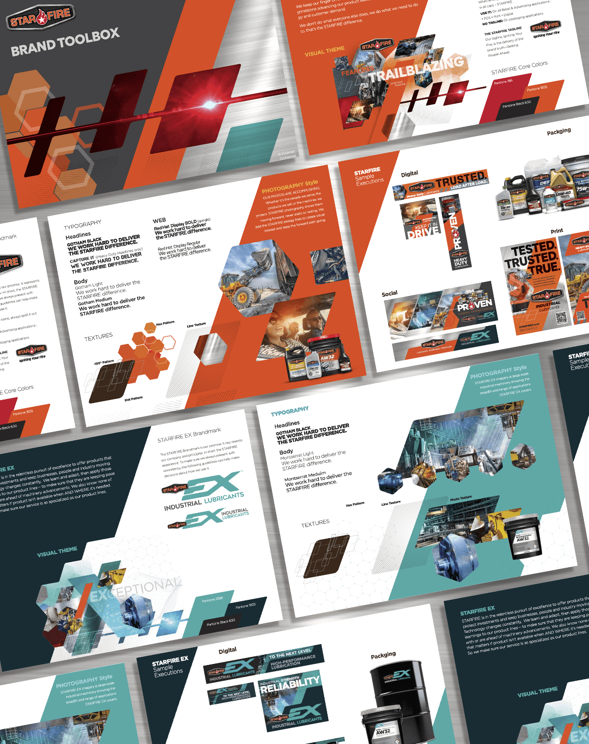 Pages from the STARFIRE Brand guidelines created by Elemeno Creative Services