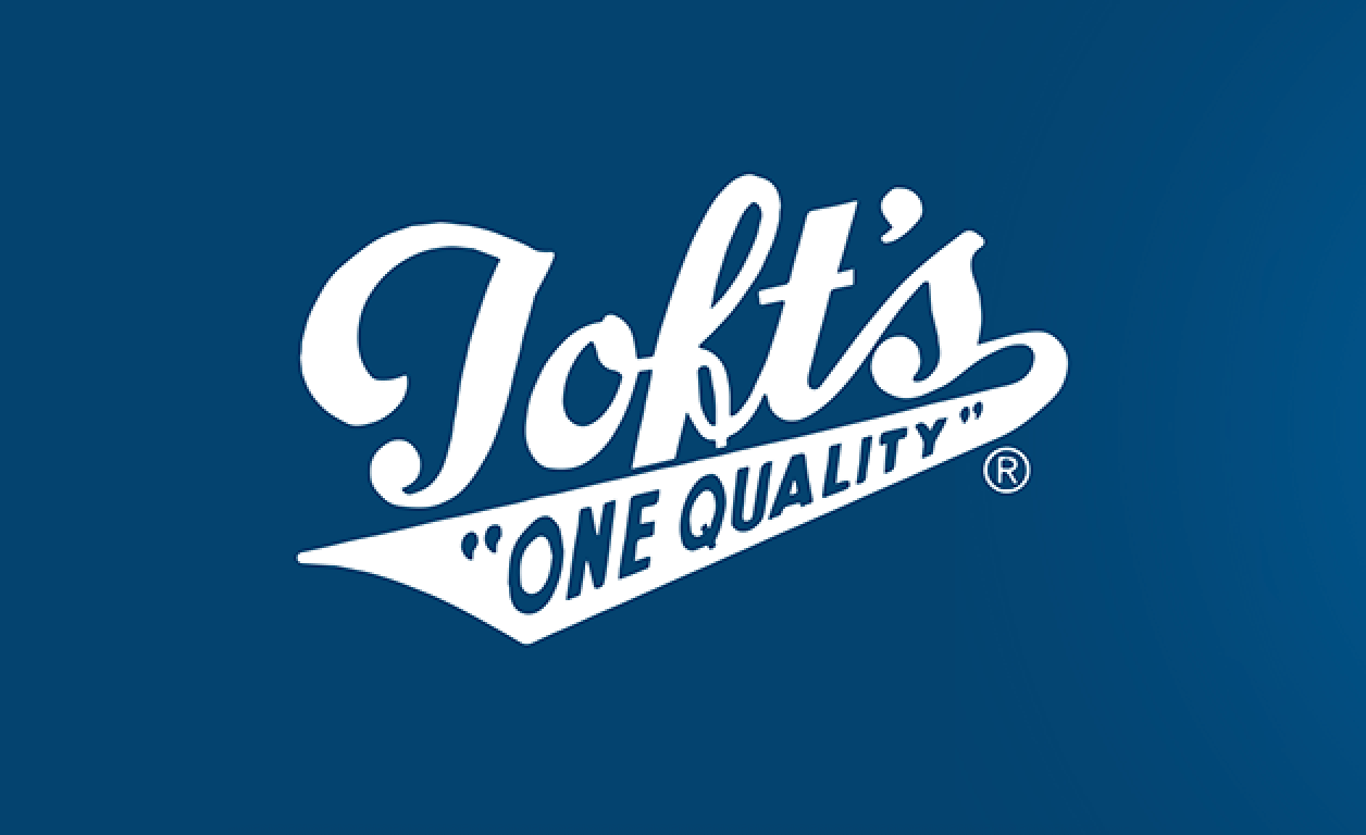 Toft's one quality logo is on a blue background