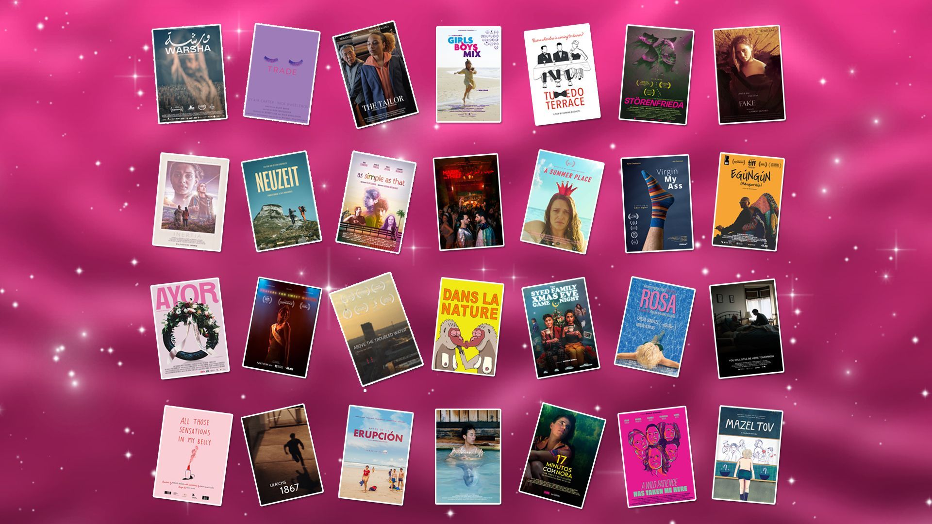 Eine Sammlung von Filmplakaten aus dem Kurzfilmbereich 2023