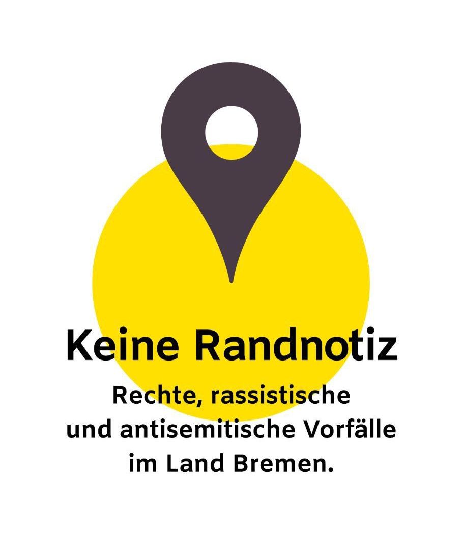 Ein gelber Kreis mit einer schwarzen Stecknadel und den Worten keine Randnotiz