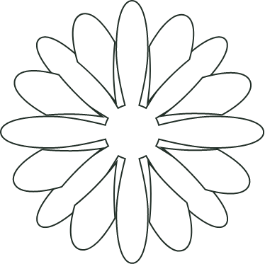 Eine schwarz-weiße Zeichnung einer Blume auf weißem Hintergrund