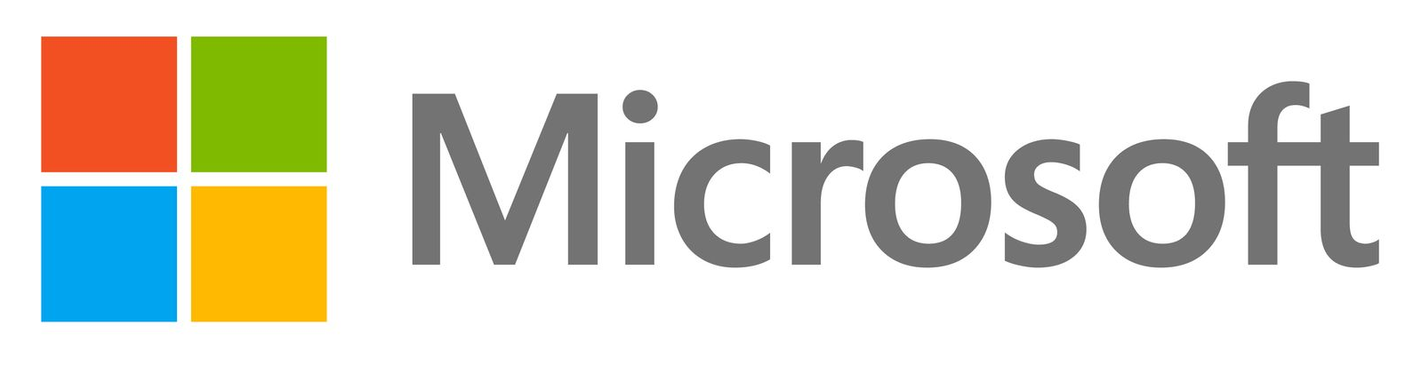 Microsoft logo: a square composed of four colored squares - red, green, blue, and yellow - to the left of the word 