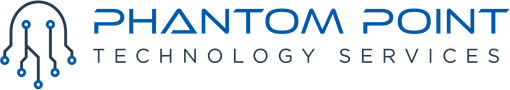 Logo of Phantom Point Technology Services, blue text and circuit board graphic.