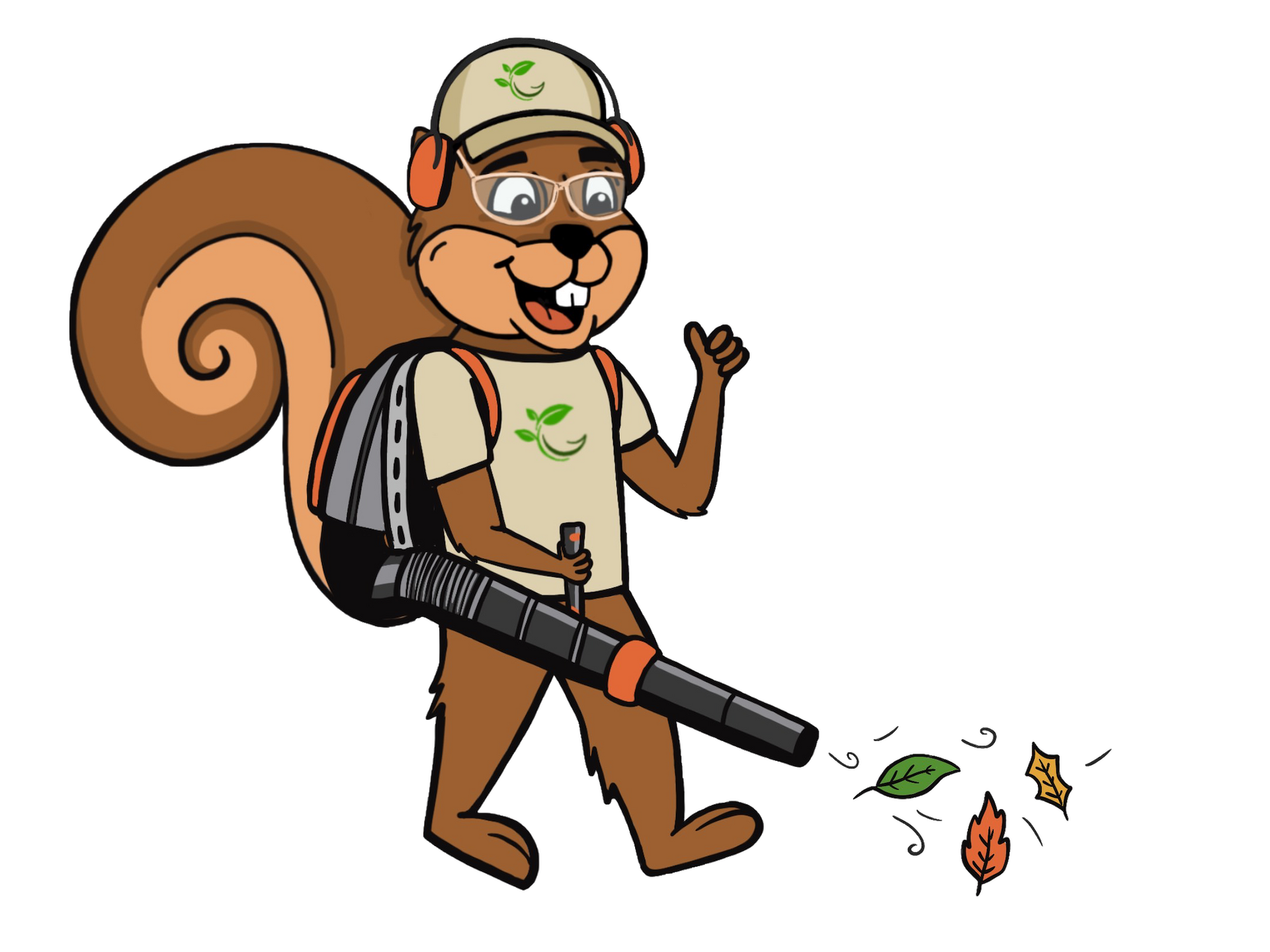 Greener Concepts Mascot with a Leaf Blower