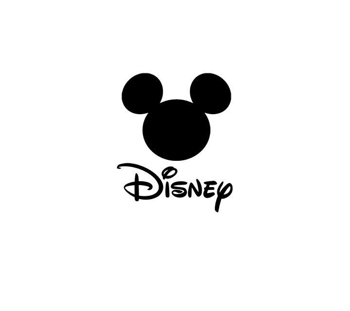 A black and white silhouette of mickey mouse 's head and the word disney.