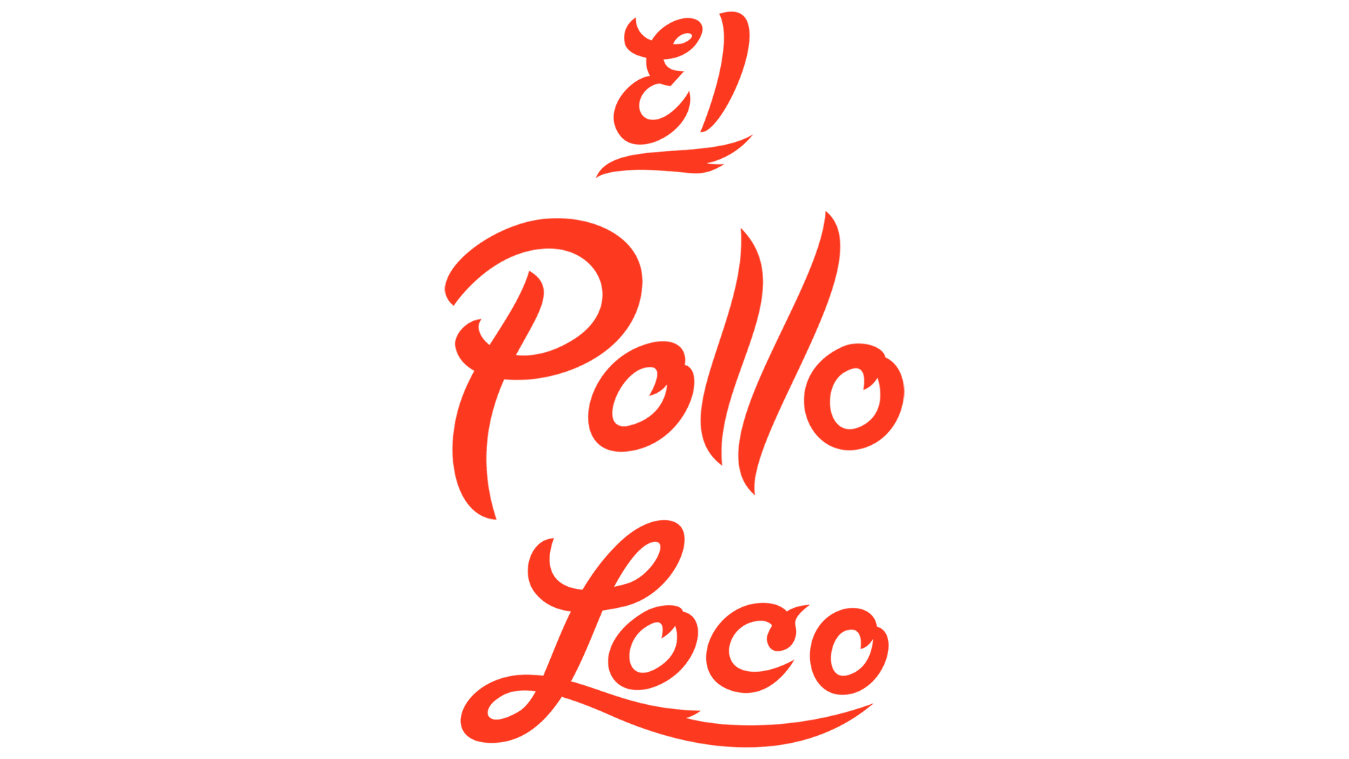 The logo for el pollo loco is red on a white background.