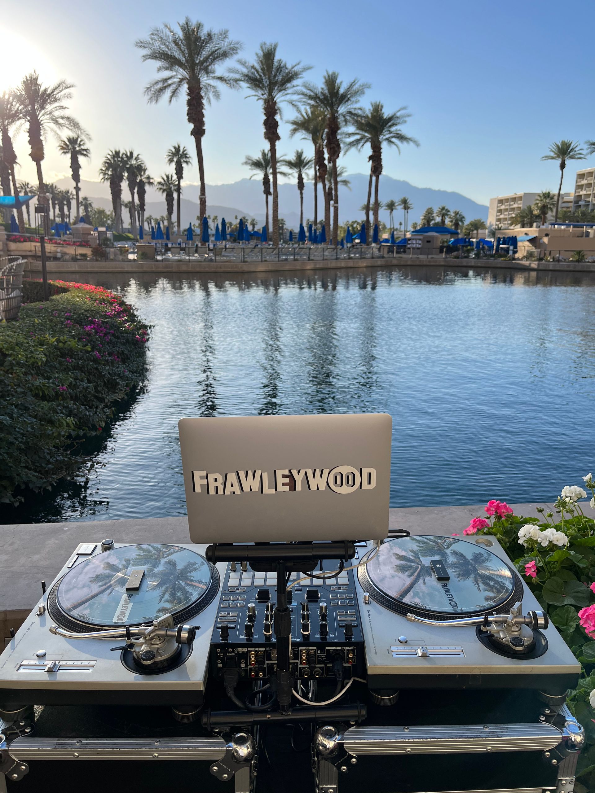 A laptop with the name frawleywood on it
