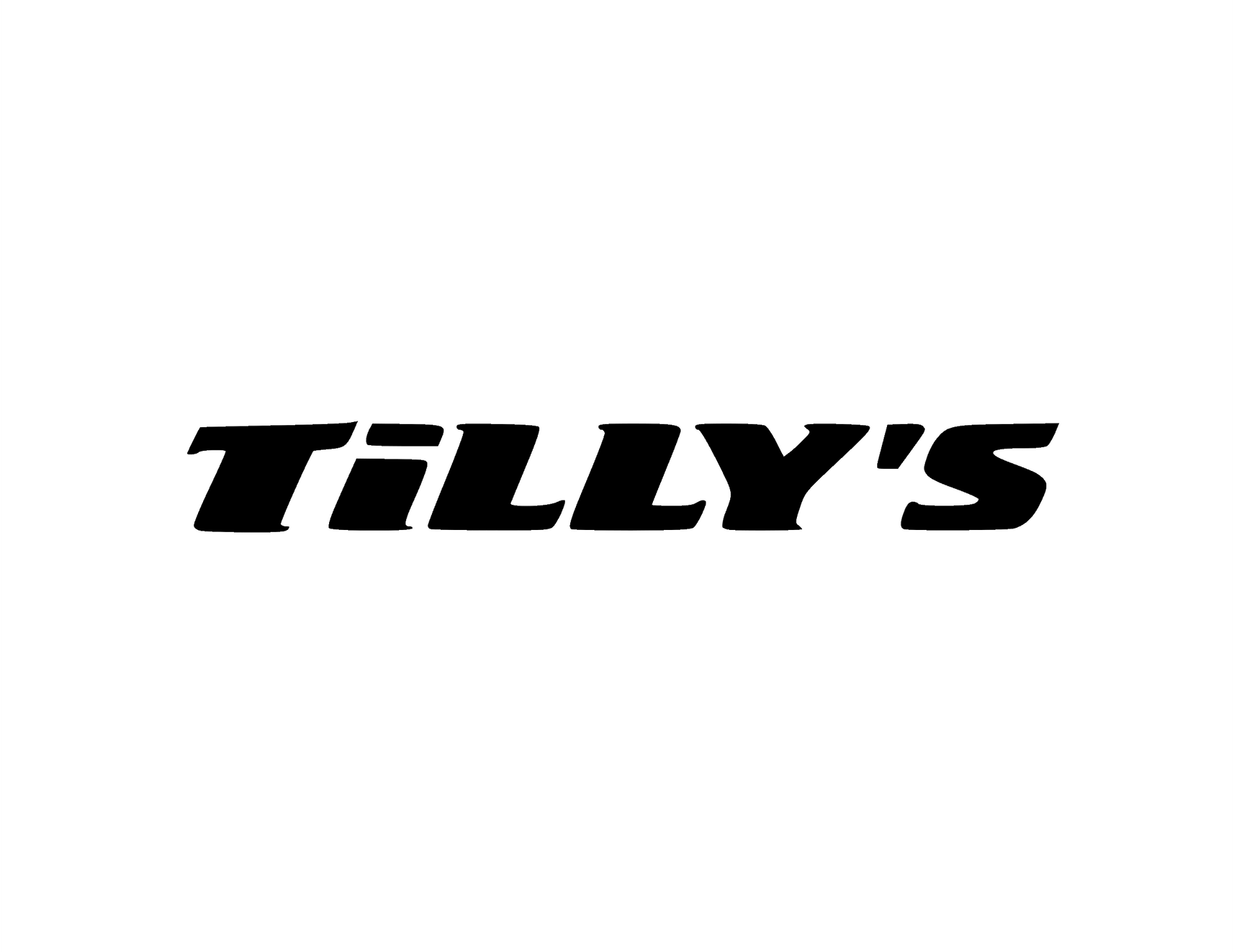 A black and white logo for tilly 's on a white background.