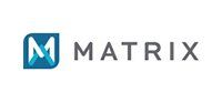 The logo for matrix is a blue square with a m on it.