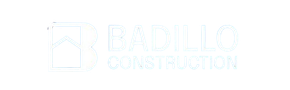 Logo for Badillo Construction; features a house icon inside a square with company name below.