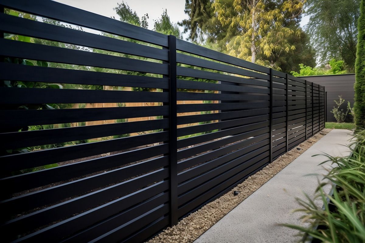 A black metal privacy fence at a home in El Paso.