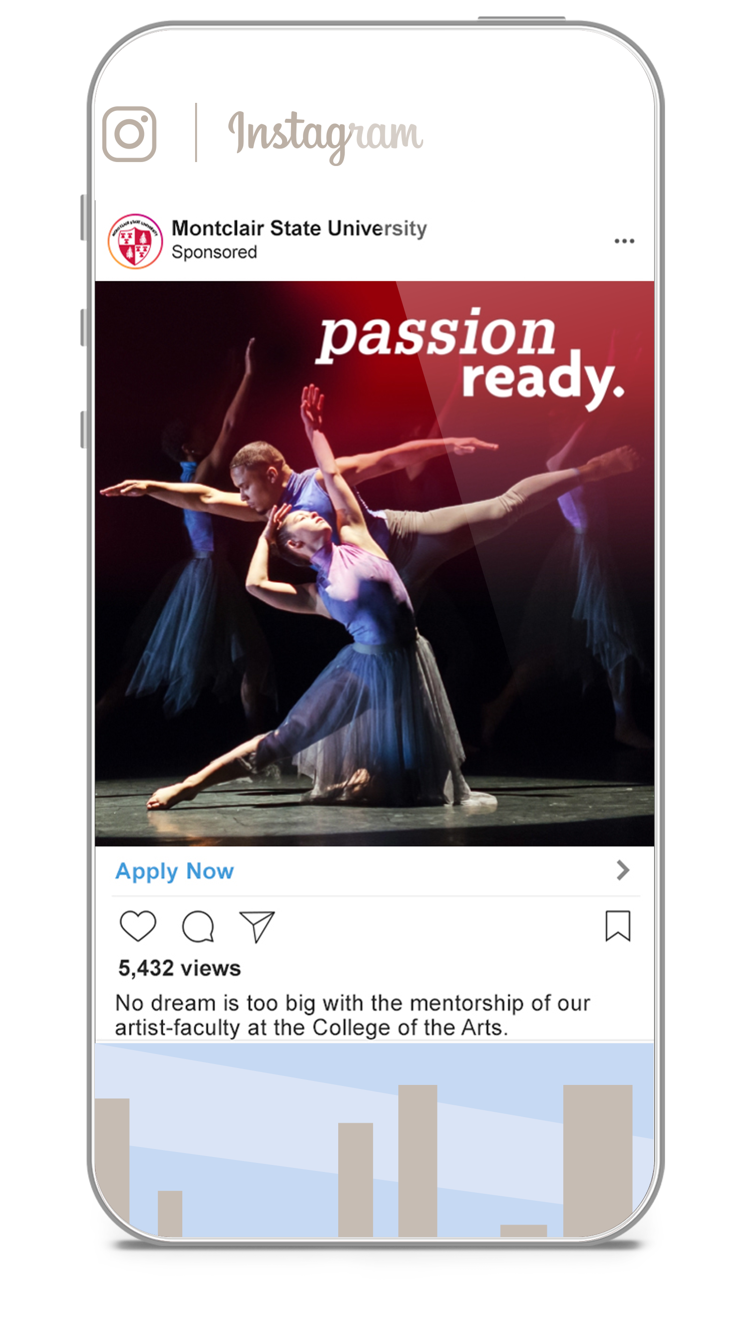 A cell phone with a picture of a couple of dancers on it.