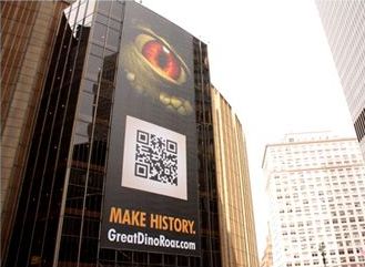 A large billboard on the side of a building that says make history