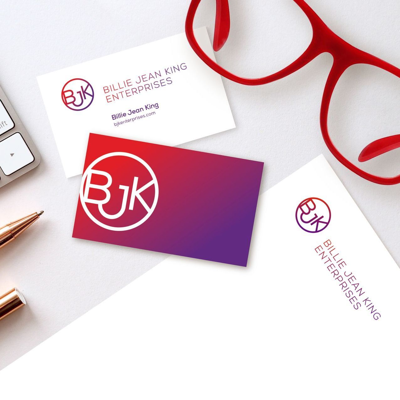 A business card for billie jean king enterprises