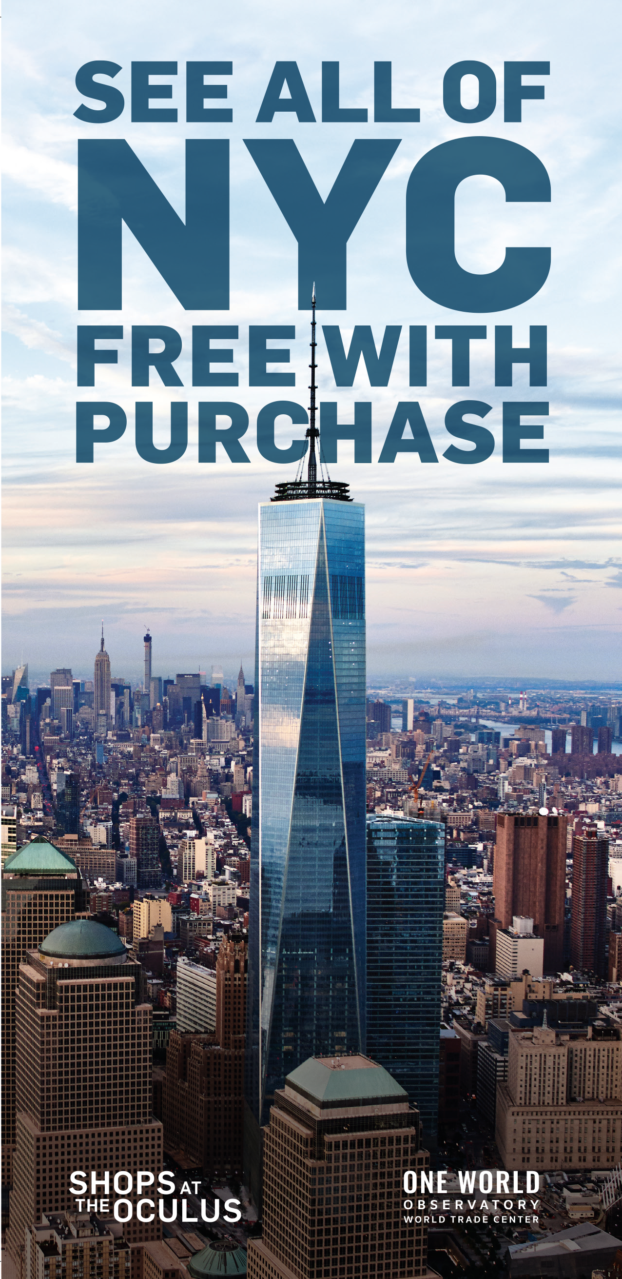 A poster that says `` see all of nyc free with purchase ''