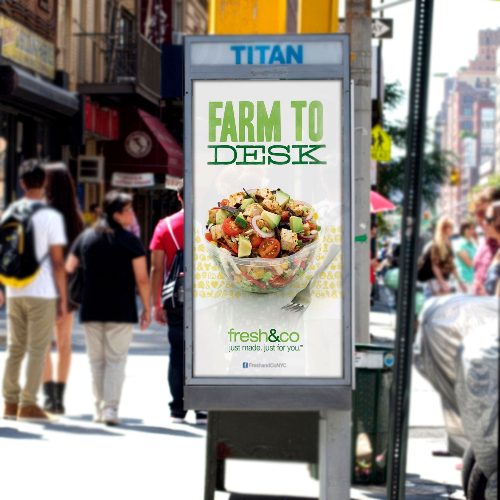 A sign that says farm to desk on it