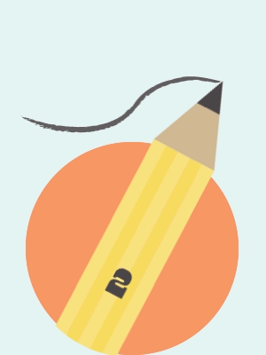 A yellow pencil with a black line coming out of it