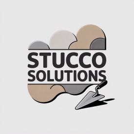 A logo for stucco solutions with a trowel
