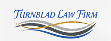 Turnblad Law Firm logo with blue, gray, and gold curved lines.