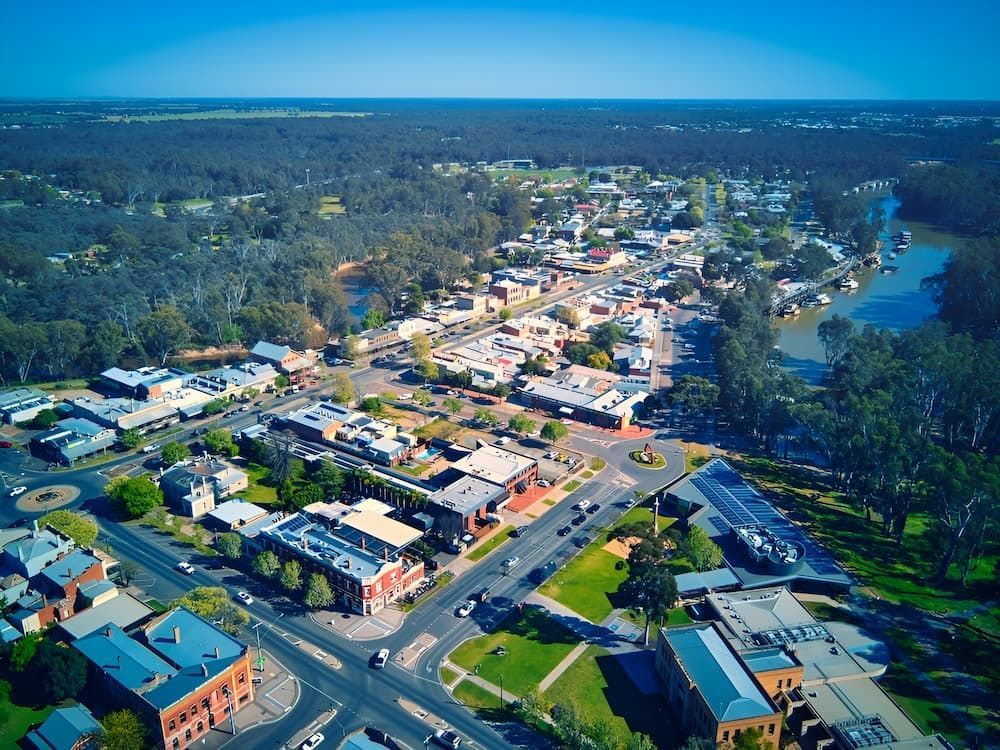 An Aerial View Of A Small Town With A River — Justin Drew Plumbing in Highton, VIC