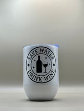 A pink wine glass that says your logo monogram design here