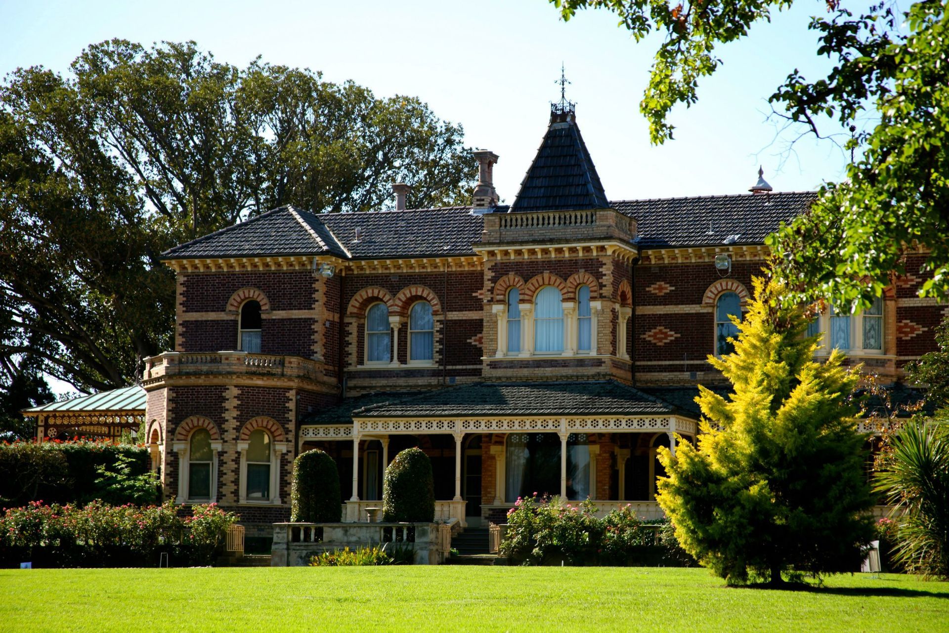 A large brick building with a tower on top of it
