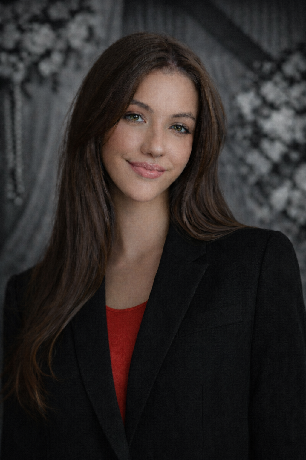 Woman with sunglasses on head, wide-eyed and scared, hands up in front of her.
