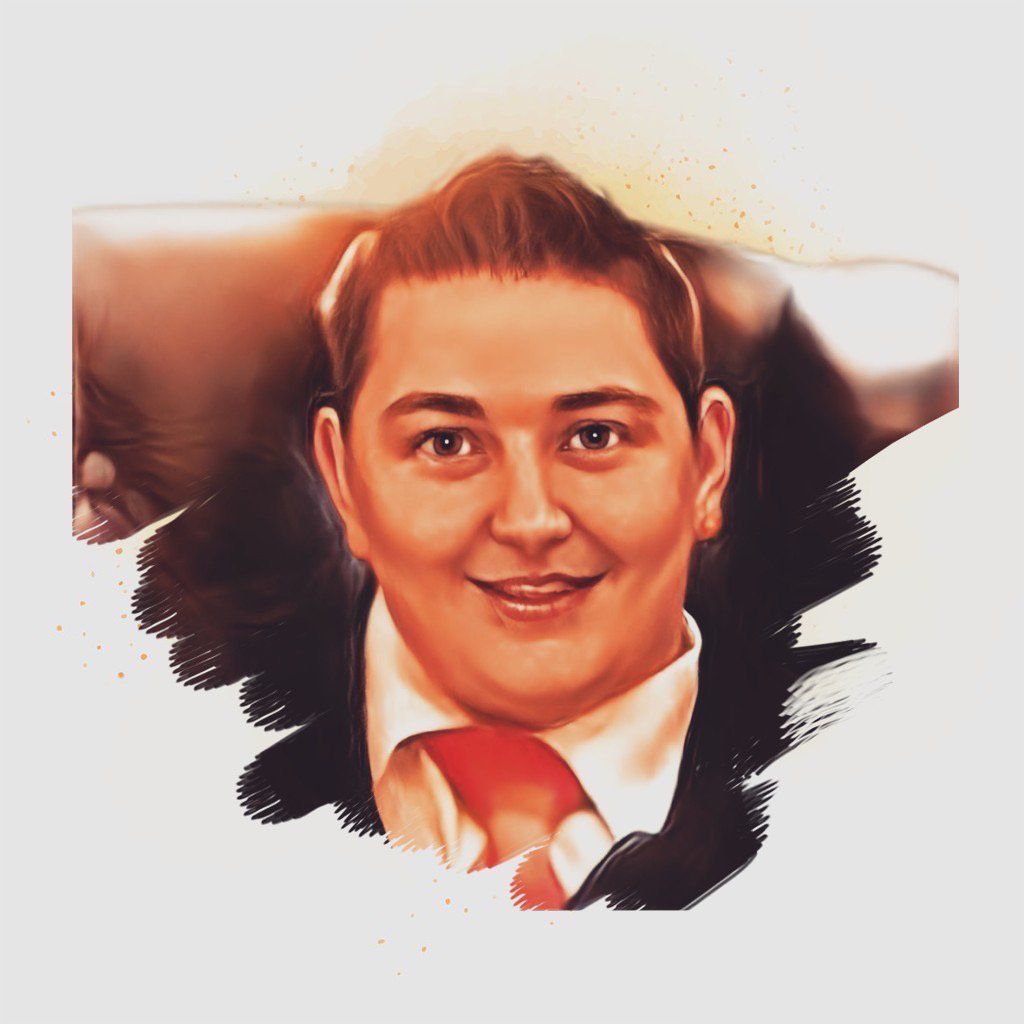 A painting of a man in a suit and tie