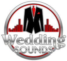 A logo for wedding sounds with a suit and tie