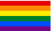 A close up of a rainbow flag on a white background.