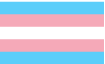 A transgender flag with blue , pink and white stripes on a white background.