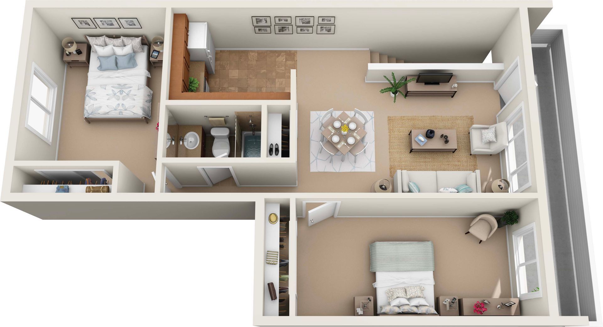 2 bedroom rendering