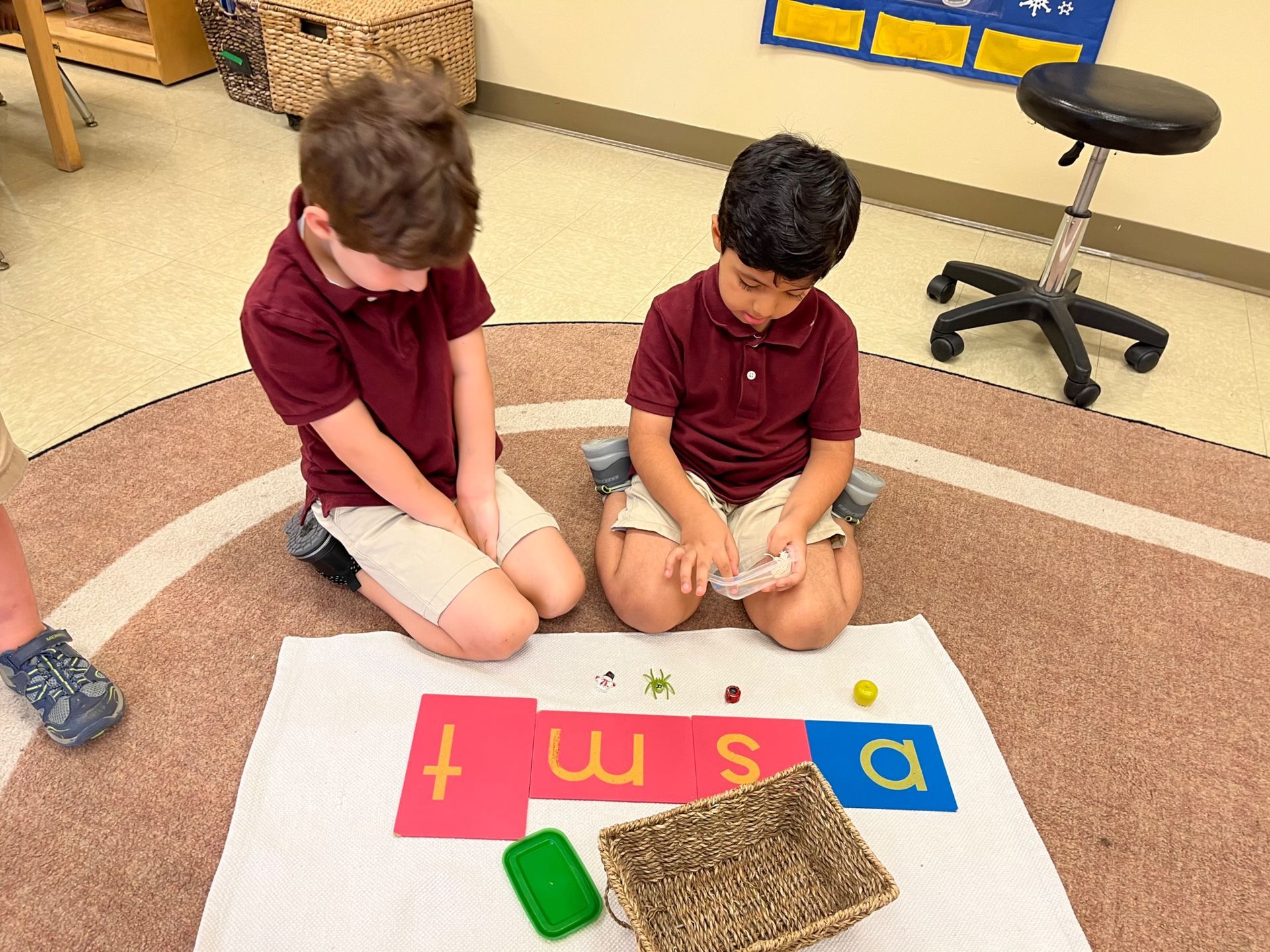 montessori children working in a activity