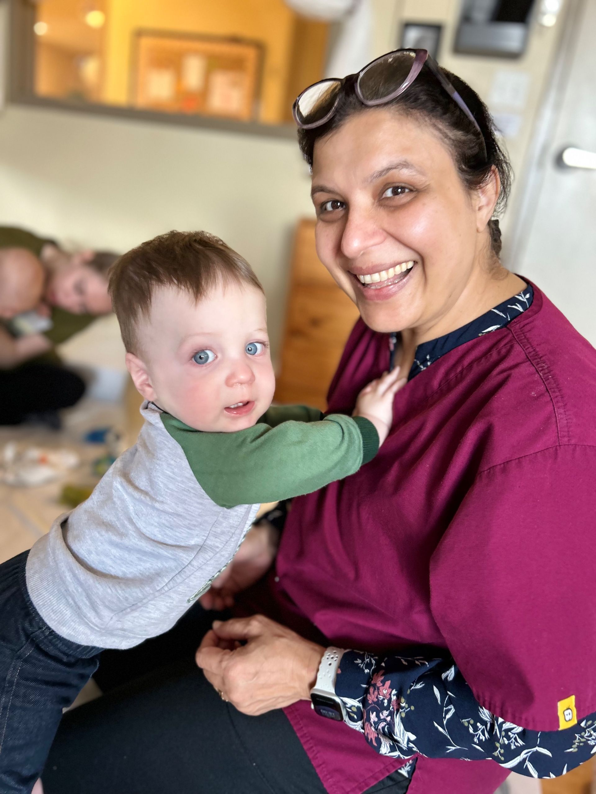 montessori infant with guide