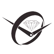 Een klok met een diamant in het midden.