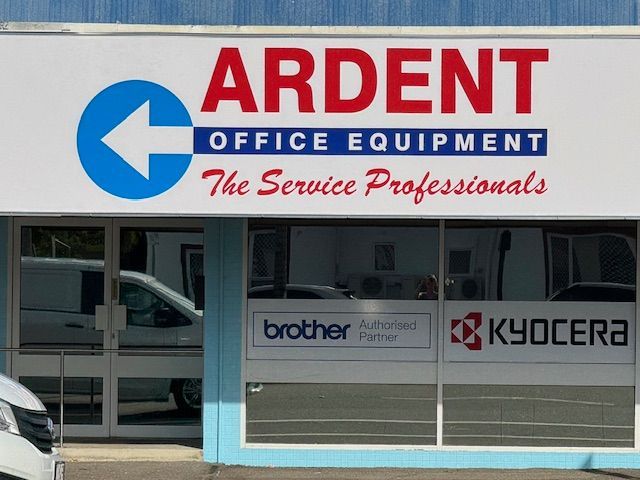 A Printer Sales and Service Store with a Red Awning — Ardent Office Equipment in Hermit Park, QLD