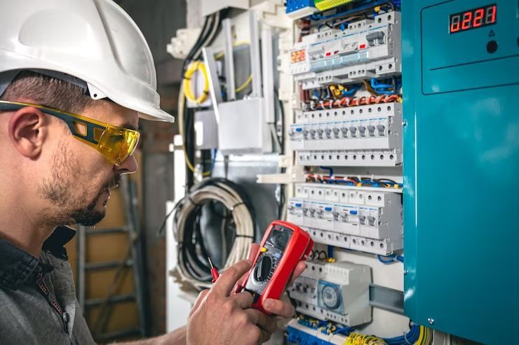 Electrical Technician Working on Switchboard Fuses — Premium Electrical Solutions in Bundaberg, QLD