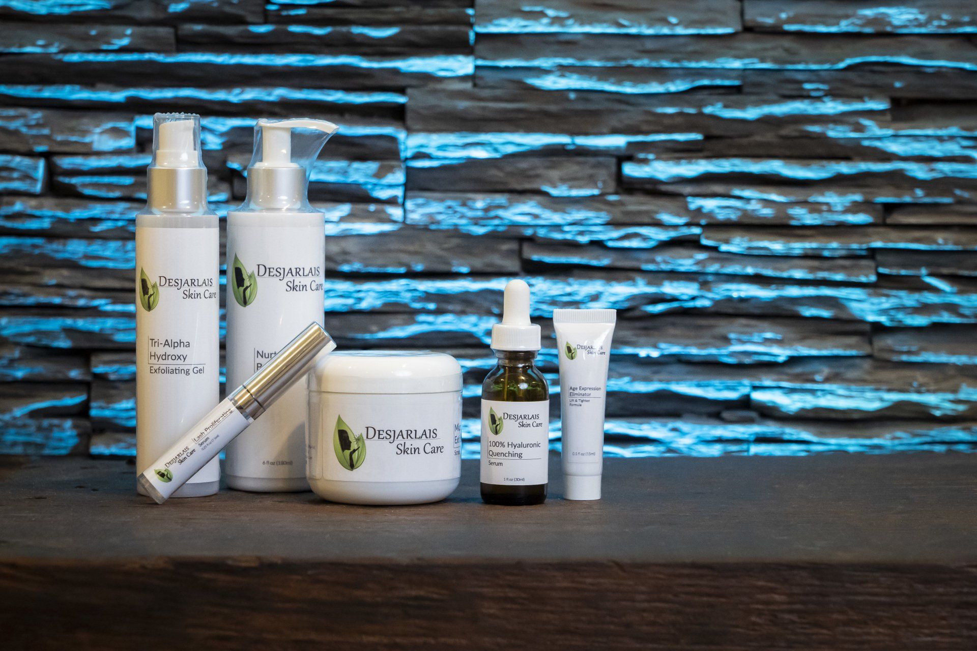 Serums and moisturizer products at Dr. Desjarlais’ office in Adrian, MI.