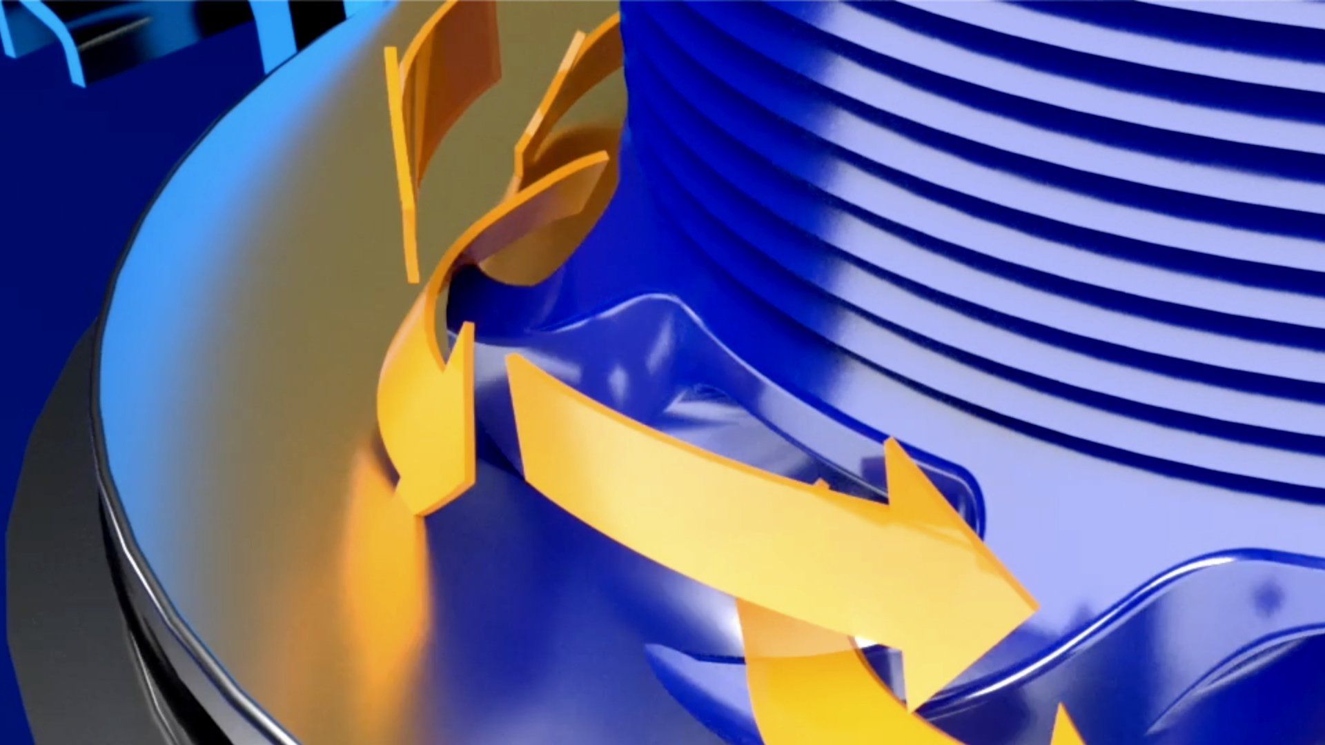 IOW centrifugal Oil separator cut away showing unique bowl discs. Oil comes up through the impeller which helps start the centrifuge start spinning.