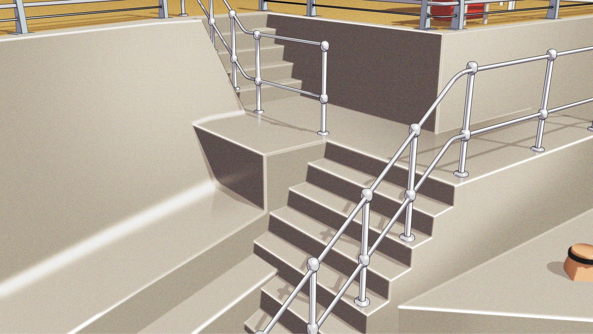 A close up of the step access to the beach at the proposed Sandown and Yaverland sea defence improvements